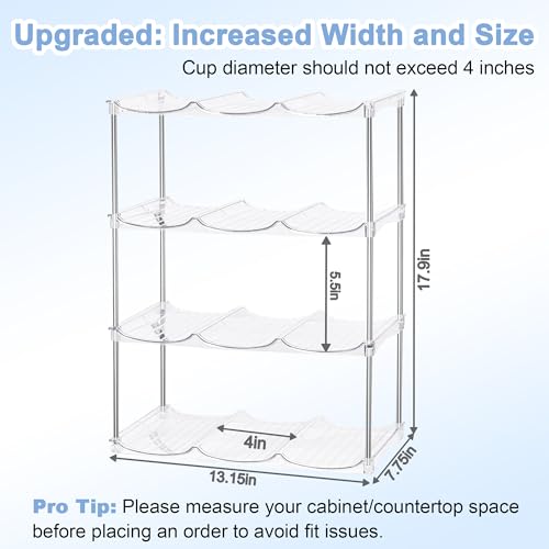 Stackable Water Bottle Organizer - Large Compartment Stanley Cup Holder, Water Bottle Holder for Stanley Tumbler 40oz, Tumbler Organizer Kitchen Pantry Organization and Storage, 4 Tier Storage Rack - size: 12-Bottle