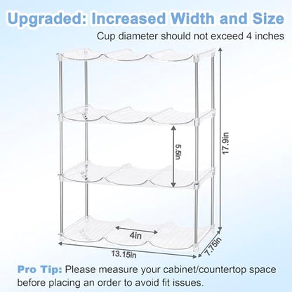 Stackable Water Bottle Organizer - Large Compartment Stanley Cup Holder, Water Bottle Holder for Stanley Tumbler 40oz, Tumbler Organizer Kitchen Pantry Organization and Storage, 4 Tier Storage Rack - size: 12-Bottle