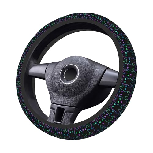Cute Cat Steering Wheel Cover for Women, Universal 15 inch Breathable Anti Slip Steering Wheel Covers for Cars, Auto, SUVs - color: Cute Cat