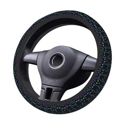 Cute Cat Steering Wheel Cover for Women, Universal 15 inch Breathable Anti Slip Steering Wheel Covers for Cars, Auto, SUVs - color: Cute Cat