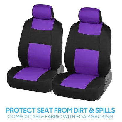 BDK PolyPro Car Seat Covers Full Set in Purple on Black, Front and Rear Split Bench Seat Covers for Cars, Easy to Install Car Seats Cover Set and Accessories for Auto Trucks Van SUV - Purple - color: Purple