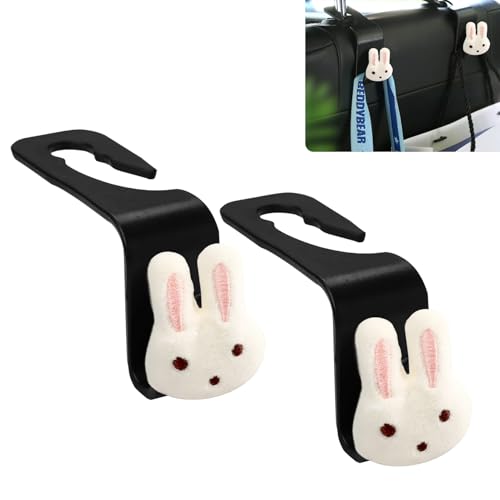 Rabbit Car Seat Headrest Hook 2 Pack Car Purse Hook Cars Seat Hooks for Headrest Universal for Handbag Bags Drink Grocery Coat Universal Vehicle,Cars Interior Accessories Rabbit Gifts for Women Men - color: Rabbit