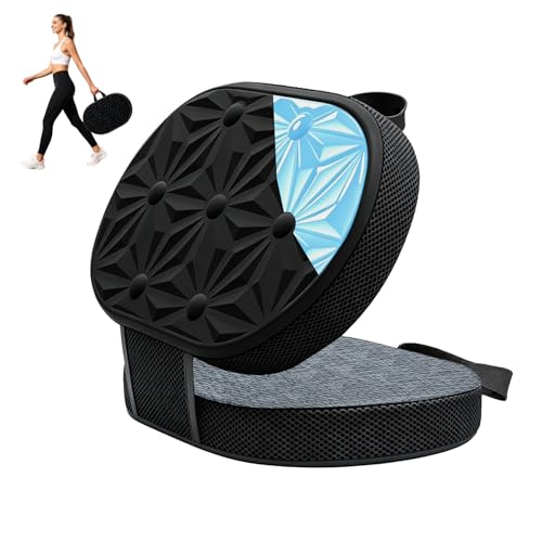 Foldable Gel Enhanced Memory Foam Seat Cushion with Cooling Layer – Portable Travel Airplane Seat Cushion, Stadium Seat Cushion, Compact Bleacher Pad with Carry Handle for Camping, Outdoor & Office - color: Black Fabric