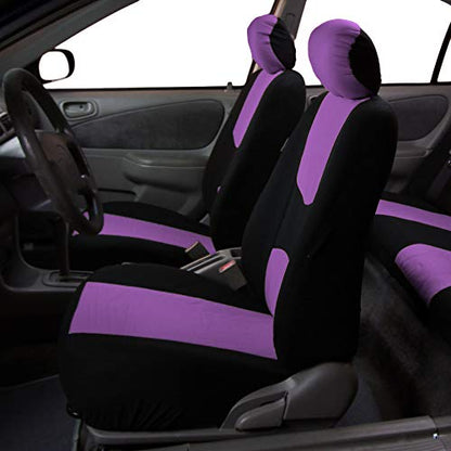 FH Group Car Seat Covers Full Set Cloth - Universal Fit Automotive Seat Covers, Low Back Front Seat Covers, Solid Back Seat Cover, Washable Car Seat Cover for SUV, Sedan and Van Purple - color: Purple, style: Seat Cover Full Set