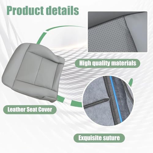 Priprilod Driver Side Bottom Replacement Microfiber Leather Seat Cover Gray Compatible with Mercedes Benz E350 E550 2010 2011 2012 2013 2014