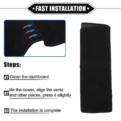 Dashboard Cover Compatible for Cadillac XT5 2016-2020, Non-Slip Polyester Black Dash Cover Mat Dash Board Protector Cover