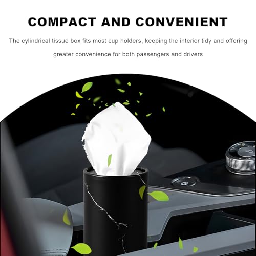 4 PCS Car Tissue Holder, Refillable Round Napkins Containers with Papers Inside, Convenient Travel Tissue Tubes Facial Paper Towel Cylinders for Vehicle Cup Holders (Marble Black) - color: Marble Black
