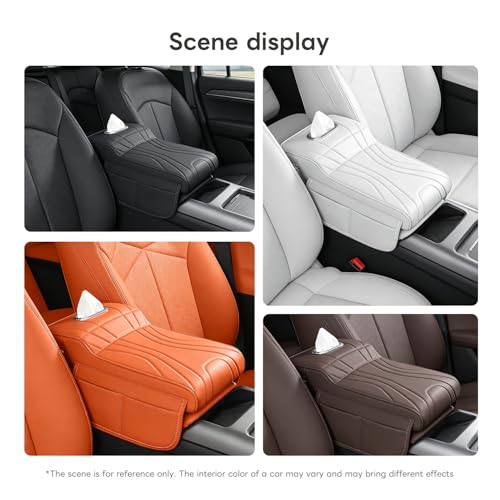 Car Armrest Pad, Universal Armrest Cushion Pad, Leather Armrest Box Pad (Without Cup Holder, White-B) - color: Without cup holder, White-B