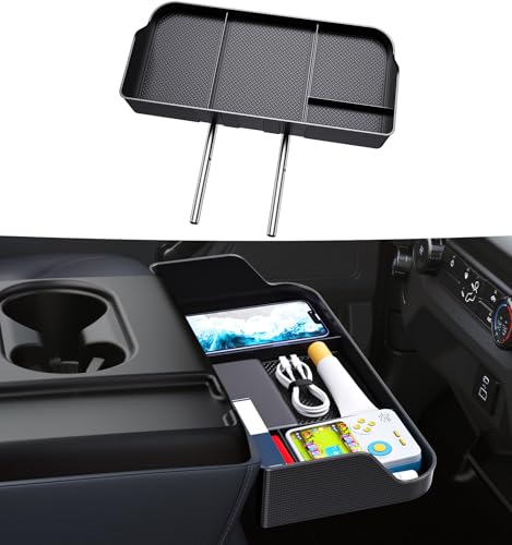 Front Center Console Organzier Headrest Tray Compatible with 2011-2025 2026 Ford F150 F250 F350 F450 F550 F650, Jump Seat Storage Container Box Armrest Table Desk Insert Accessories (Jump Seat Only) - style: Organizer