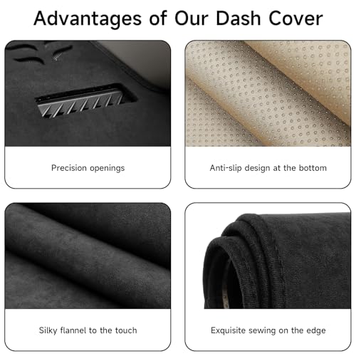 Dashboard Cover Mat for Subaru 2025 2026 Forester Accessories Black Flannel Material Anti-Slip Dash Cover Mat Sunshade Glare UV Rays Protector - size: for Subaru 2025-2026 Forester