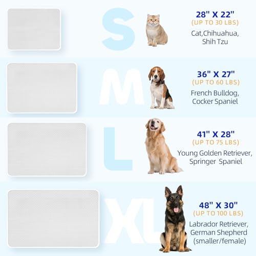 Mora Pets Dog Cooling Mat Instant Self Cooling Pad for Dogs & Cats Breathable Washable Summer Pet Cool Mat Indoor Outdoor, Cold Blanket for Floor Crate Car Travel Use Non Slip Large 40'' x 28'' Grey