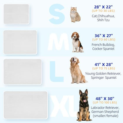 Mora Pets Dog Cooling Mat Instant Self Cooling Pad for Dogs & Cats Breathable Washable Summer Pet Cool Mat Indoor Outdoor, Cold Blanket for Floor Crate Car Travel Use Non Slip Large 40'' x 28'' Grey