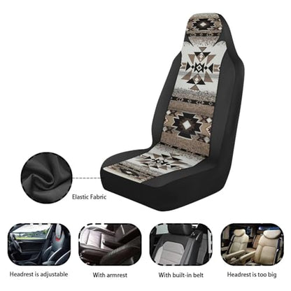 INSTANTARTS Aztec African Tribal 2 Piece Seat Cover Women Front Seat Protector Seat Dust Cover Auto Cover Washable Car Seat Dust Cover for Men - color: Aztec African Tribal