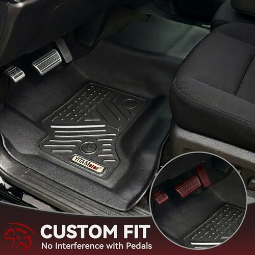 YITAMOTOR Floor Mats for 2014-2018 Silverado/Sierra 1500, 2015-2019 2500HD 3500HD, Crew Cab w/Bench Seat Carpet Floor, Custom Fit All Weather TPE Rubber Liners, Chevy Silverado GMC Sierra Accessories - style: 14-18 1500 & 15-19 2500HD 3500HD Silverado/Sie