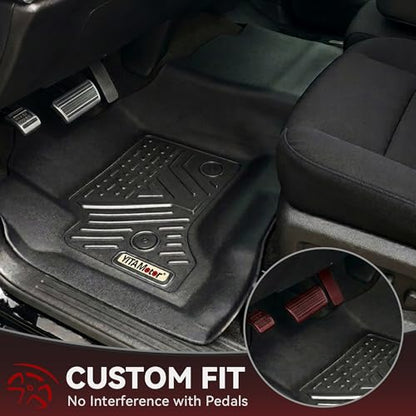 YITAMOTOR Floor Mats for 2014-2018 Silverado/Sierra 1500, 2015-2019 2500HD 3500HD, Crew Cab w/Bench Seat Carpet Floor, Custom Fit All Weather TPE Rubber Liners, Chevy Silverado GMC Sierra Accessories - style: 14-18 1500 & 15-19 2500HD 3500HD Silverado/Sie