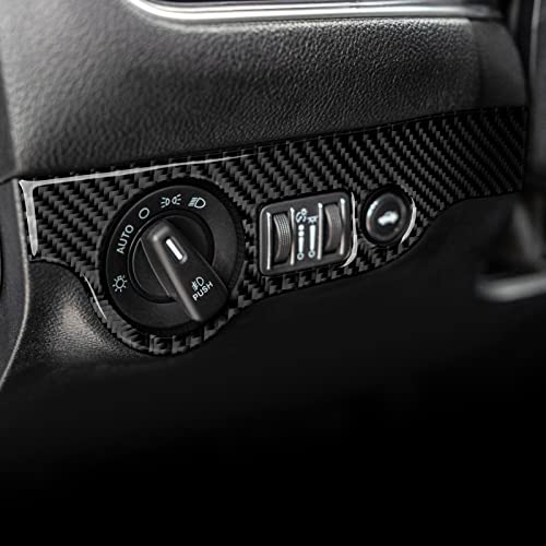 Car Headlight Switch Cover Trim Decals for 2011-2023 Dodge Charger Accessories Carbon Fiber Stickers - color: Headlight Switch Cover