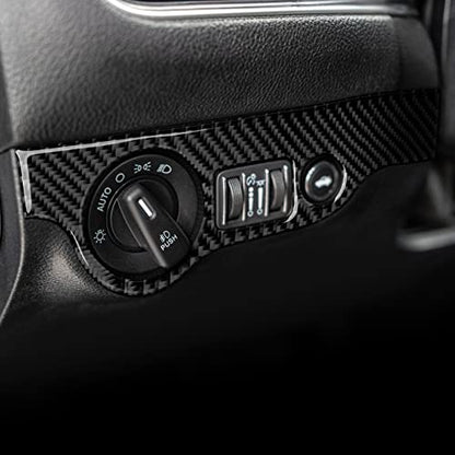 Car Headlight Switch Cover Trim Decals for 2011-2023 Dodge Charger Accessories Carbon Fiber Stickers - color: Headlight Switch Cover