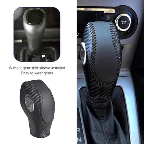 Gear Shift Cover, Breathable Anti-Scratch Gear Shift Knob Cover, Anti-Slip Carbon Fiber Auto Transmission Lever Decoration, Compatible with Focus Fiesta Escape Transit EcoSport (Black)