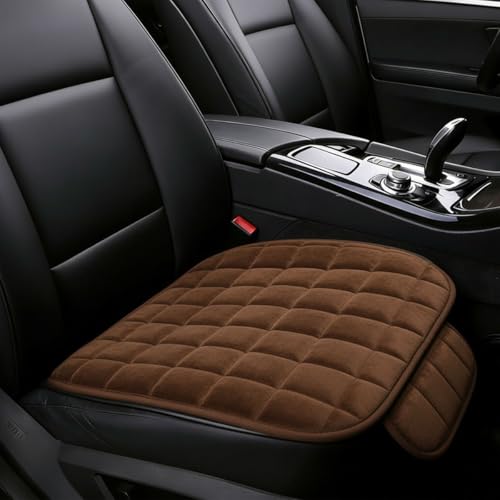 YoRise Car Seat Cushion, Soft Plush Auto Seat Pad with Storage Pocket, Car Driver Seats Protector Cover with Non-Slip Rubber Bottom, Winter Vehicle Accessory for SUV, Truck, Home, Office (Coffee) - color: Coffee