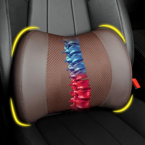 Lofty Aim Lumbar Support Pillow for Car, Memory Foam Lumbar Pillow for Lower Back Pain Relief - Back Cushion for Driving, Chair Support for Car-Office Chair, Wheelchair - Brown - color: Brown