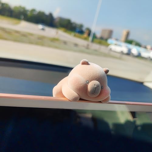 Cute Furry Animal Rear View Mirror Accessories, Car Dashboard Ornament Center Screen Decoration Rearview Mirror Charm, Car Accessories Interior Decor for Women/Men - style: Capybara