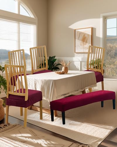CRFATOP Jacquard Dining Room Chairs Seat Covers Set of 4 with Soft Bench Chair Cover Stretch Kitchen Chair Slipcover Washable Seat Cushion Slipcover Protector for Hotel Ceremony Banquet Wedding,B03 - color: Jacquard B03