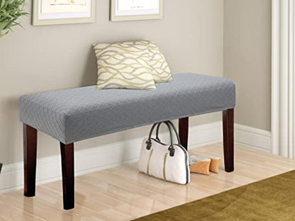 Fuloon Stretch Jacquard Dining Bench Cover - Anti-Dust Removable Bench Slipcover Washable Seat Cushion Protector for Bedroom, Kitchen, Hotel, Banquet (Light Gray) - color: Light Gray