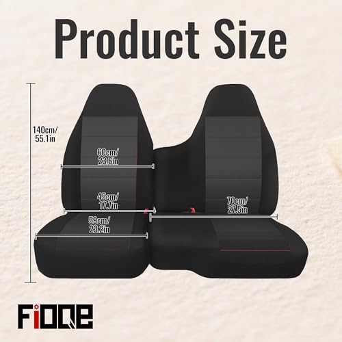 Front 60/40 Split Bench Seat Cover for Chevy Colorado GMC Canyon 2004-2012 Pickup Trucks, No-Armrest Design, Breathable Knitted Fabric with Soft Foam Lining-Black - size: without Console Armrest