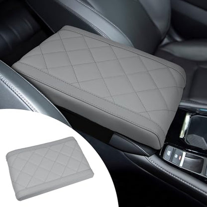 Hovom Car Center Console Armrest Pillow, 12.6"×7.87"×1.97" Leather Arm Rest Cover for Cars, Soft Comfortable Auto Armrest Cushion Pad, Vehicle Middle Console Cover, Car Accessories (Gray) - color: Gray