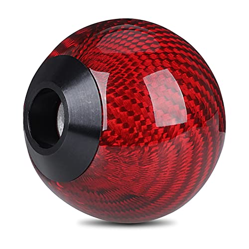 Carbon Fiber Shift Knob Gear,Universal Carbon Fiber Style Round Ball Shift Knob with 3 Adapter Shift Lever (Red) - color: Carbon Fiber(Red)