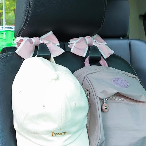 Car Seat Headrest Hook Cute Bowknot Vehicle Hanger Car Storage Organizer for Handbag Purse Coat Grocery Bag Black Pink - color: Black Pink