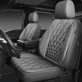 CAR PASS Piping Luxury PU Leather Two Front Car Seat Covers, Waterproof Anti Slip Seat Covers Compatible with Front Seat Armrests,Universal Fit for Suvs,Vans,Trucks,Airbag Compatible(All Gray) - color: All Gray, size: Two Front