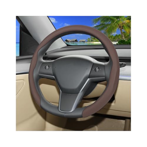Car Steering Wheel Cover, Non-Slip 15 Inch Breathable Automotive Wheel Protector, Enhanced Driving Comfort Vehicle Interior Steering Cover Accessories, Universal for Truck SUV (Brown) - color: Brown
