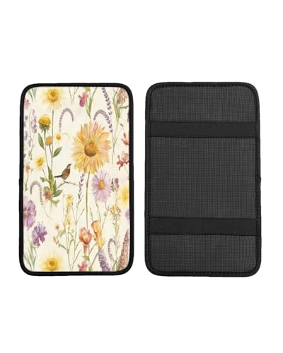 Car Handrail Box Cushion Soft Comfortable Anti Slip Middle Consoles Protector, Universal for Most Cars Trucks and SUV Fashion Car Interior Accessories Unisex - Beautiful Flowers - color: Beautiful Flowers