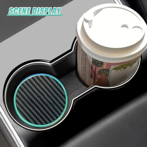 2PCS Car Cup Holder Coaster, 2.7 Inch Carbon Fiber Non-Slip Embedded Drink Mat, Luminous Cup Holder Insert Coaster Pad, Universal Car Interior Decoration Accessories for Women Men(No Mark)