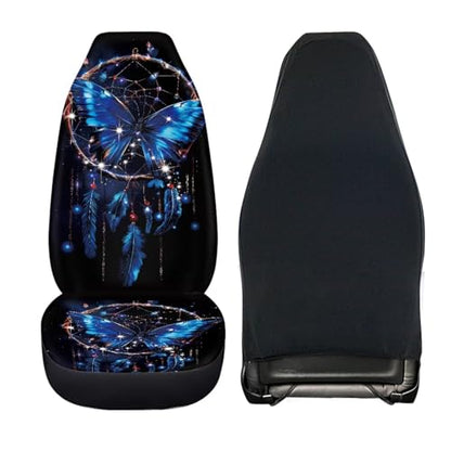 2 PCS Butterfly Car Seat Covers Dream Catcher Print Front Auto Seat Cover Car Bucket Seats Protector Covers Universal fit for SUV Sedan Van - color: Blue Butterfly Dream Catcher