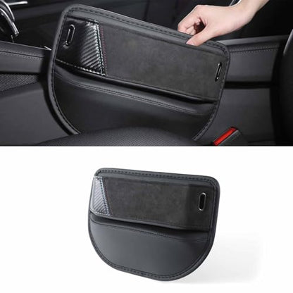 BETTERHUMZ Car Seat Gap Filler Organizer Compatible with BMW BMW G30 G20 F40 G21 G28 G11 G12 Z4 G32 G29 X1 X2 X3 X4 Series for Alcantara Car Side Seat Storage Box Accessories (carbon leather)