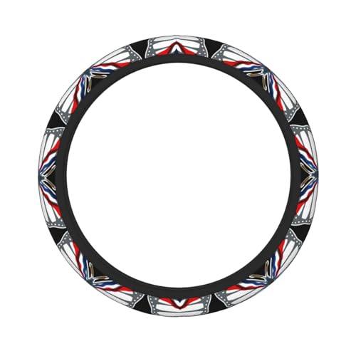 Butterfly Assyrian Flag Breathable Neoprene Steering Wheel Cover - Anti-Slip Floral Design Universal Fit for Cars/Trucks/Suvs (14.5"-15" Inch) - color: Butterfly Assyrian Flag