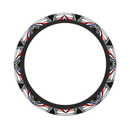 Butterfly Assyrian Flag Breathable Neoprene Steering Wheel Cover - Anti-Slip Floral Design Universal Fit for Cars/Trucks/Suvs (14.5"-15" Inch) - color: Butterfly Assyrian Flag