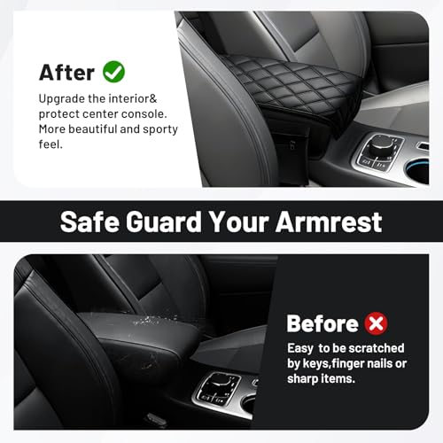 Autorder Center Console Cover for 2011-2019 2020 2021 Jeep Grand Cherokee Accessories Armrest Cover Anti-Scratch Middle Console Pad Leather Armrest Protector - size: 11-21 Jeep Grand Cherokee