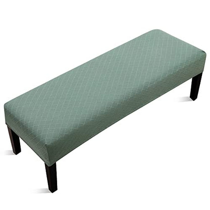 Fuloon Stretch Jacquard Dining Bench Cover - Anti-Dust Removable Bench Slipcover Washable Seat Cushion Protector for Bedroom, Kitchen, Hotel, Banquet (Dark Green) - color: Dark Green