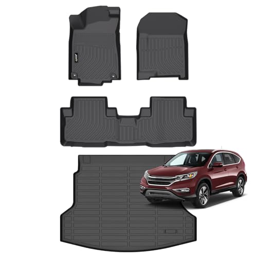 Jenofa-Floor Mats for Honda CRV Touring & CRV EX-L 2012-2016 Cargo Mat Car Mats for CR-V All Weather Floor Liner Custom Fit Automotive Full Set Accessories - style: 5|For CRV Touring&EXL|2012-2016|Set
