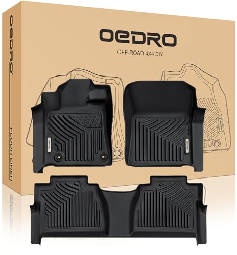 OEDRO Floor Mats Fit for Toyota Tundra 2026 2025-2022 Double Cab, TPE All Weather Tundra Floor Liners Custom Fit 1st & 2nd Row Car Mats - style: 2022-2026 Toyota Tundra Double Cab