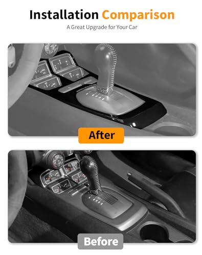 Hoolcar 2PCS Center Console Gear Shift Panel Cover Trim Kit Interior Accessories for Chevy Camaro 2010-2015, Black - color: Black