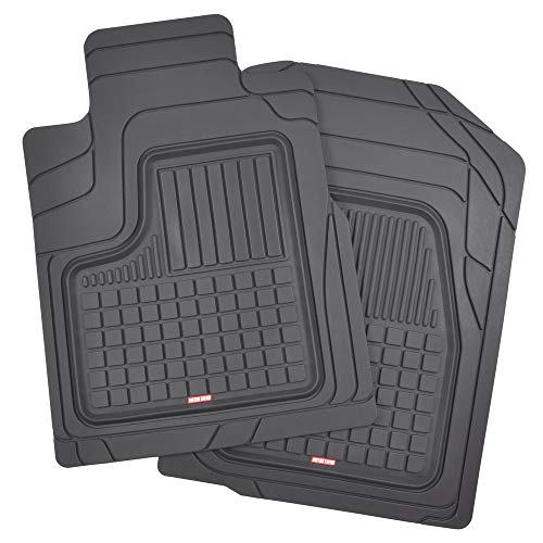 BDK Performance Plus 4-Piece Front & Rear Rubber Car Floor Mats for Cars SUVs Trucks Vans, All-Weather Front Rear Heavy Duty Semi Custom Fit Trimmable Trim-to-Fit Deep Dish Protection Non-Slip