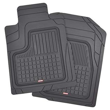 BDK Performance Plus 4-Piece Front & Rear Rubber Car Floor Mats for Cars SUVs Trucks Vans, All-Weather Front Rear Heavy Duty Semi Custom Fit Trimmable Trim-to-Fit Deep Dish Protection Non-Slip