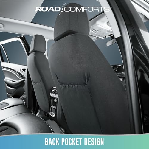 Road Comforts Seat Covers, Premium Leather Car Seat Covers Front Seats,Airbag Compatible, Automotive Seat Covers Universal Fit Most Cars,Vans,Truck,SUV Black