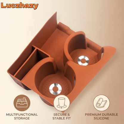 for GLC 300 and GLC 260 2023-2026 Cup Holder Insert, Anti Slip Silicone Gel Center Console Cup Holder Coaster,2023 2024 2025 2026 Mercedes Benz GLC Accessories (Orange)