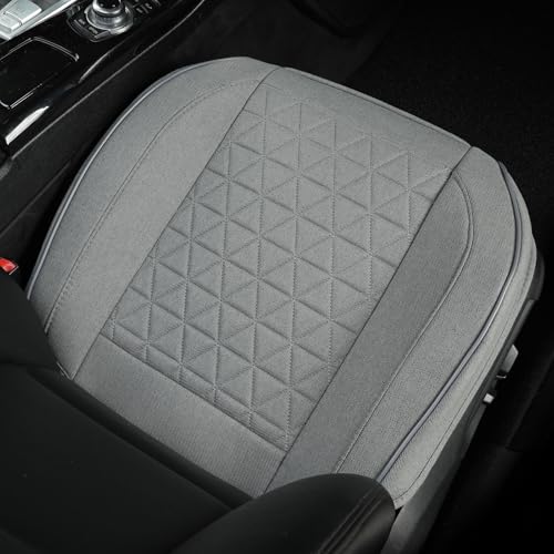 West Llama Linen Front Car Seat Cover Protector Anti-Slip Bottom Seat Cover Fits 95% of Vehicles,Wrapping Around The Bottom,Triangular Pattern(Gray-1Pcs) - color: Triangular Pattern-Gray, size: 1 Piece Linen
