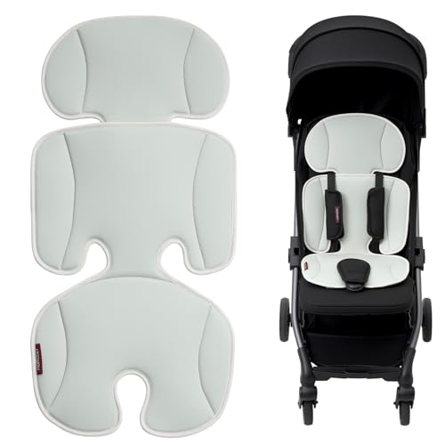 Momcozy Stroller Cooling Pad | Universal Soft Cooler Pad, Breathable & Adjustable Seat Liner | Detachable 2-Piece Cooling Cushion | Fits Strollers, Crib, High Chair, Swing - color: Light Gray